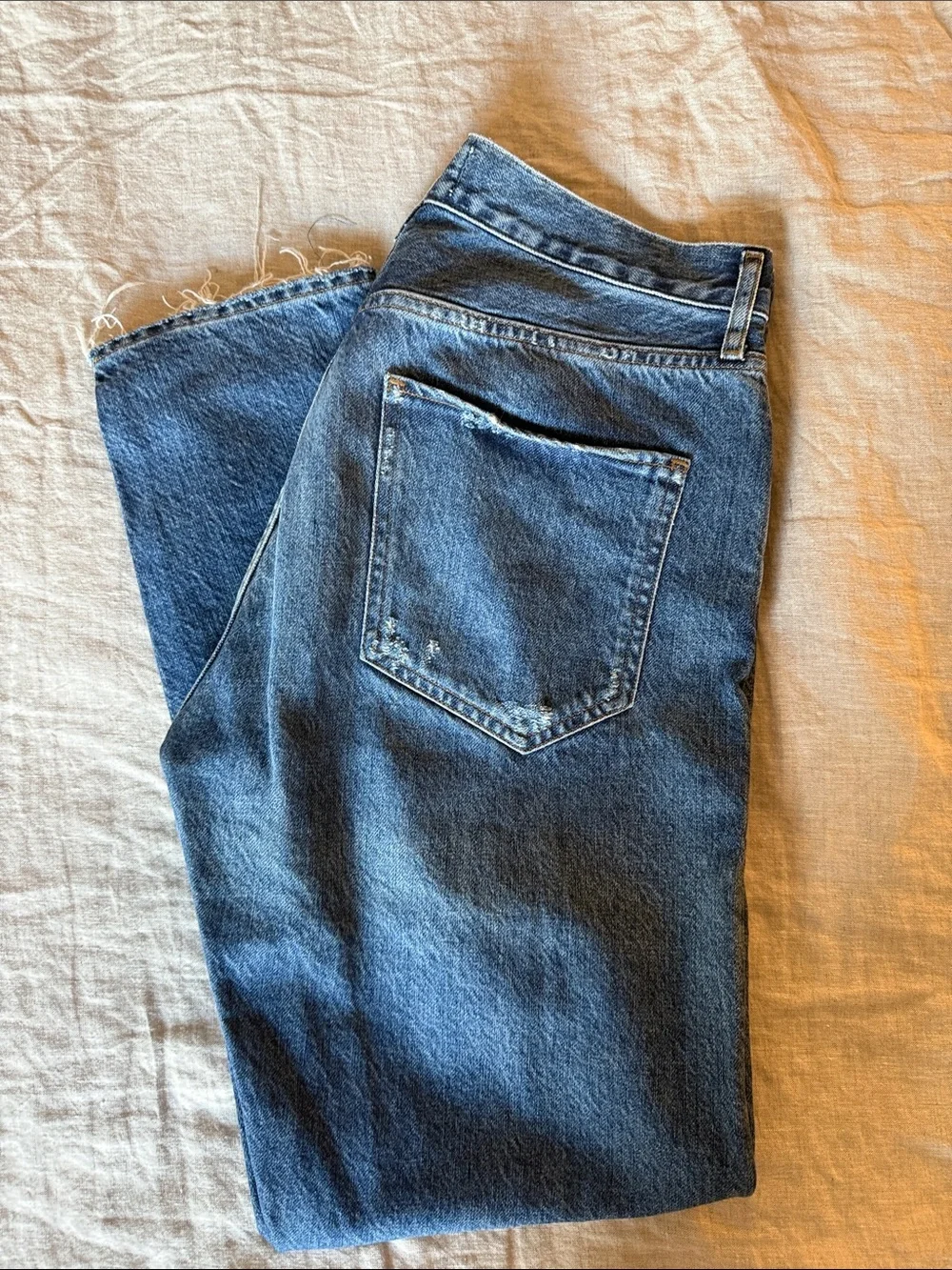 Agolde Women's Medium Blue Straight Leg Jeans (Jamie)
